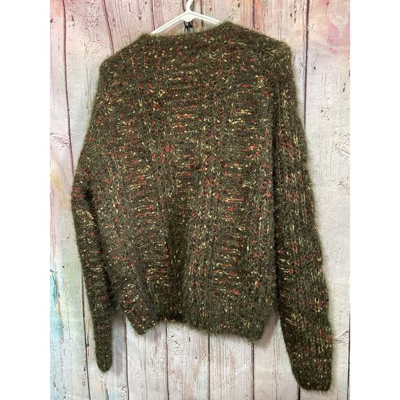 NEW Molly Bracken Olive Green Multi Size S/M Sweater Fuzzy Knit - Picture 7 of 11